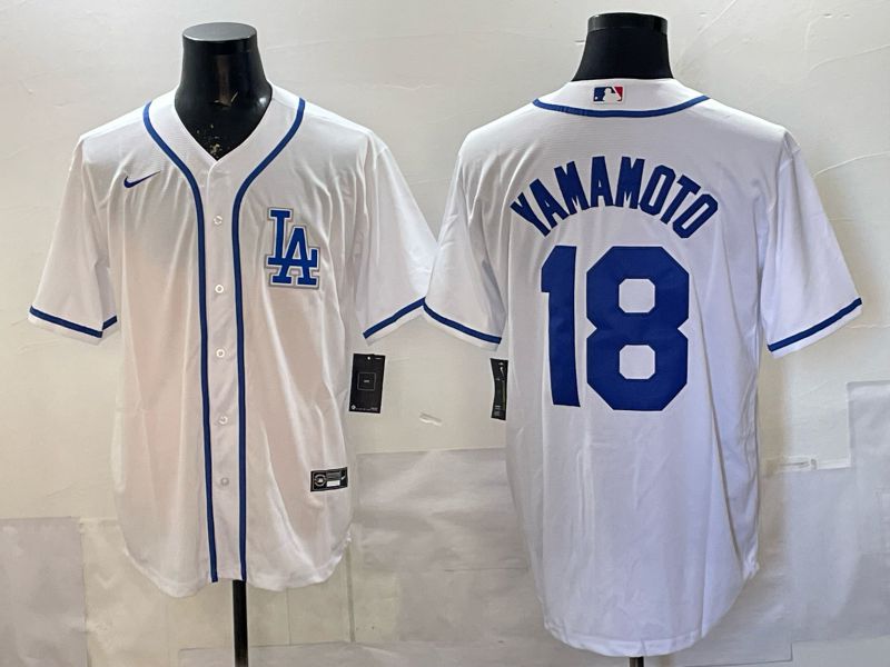 Men 2026 Nike Los Angeles Dodgers #18 Yamamoto White Game MLB Jersey 05
